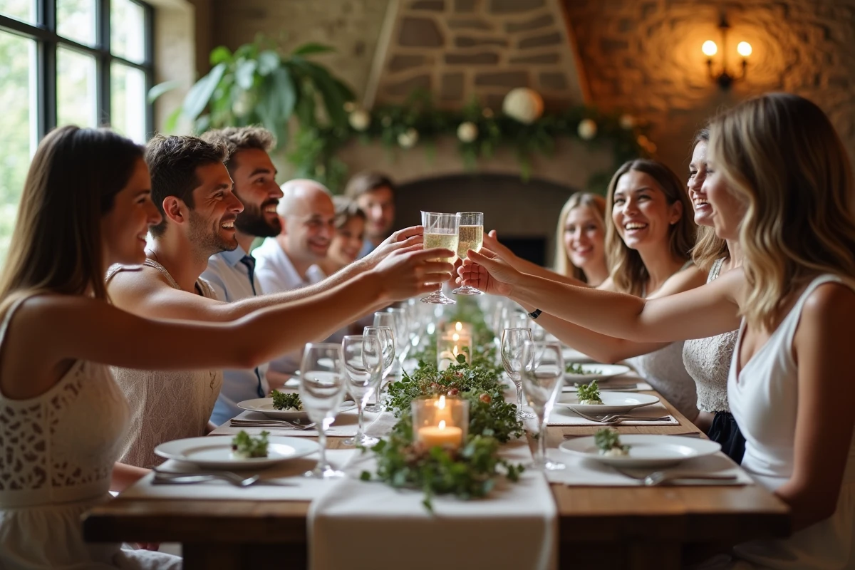 Groupe d amis et famille lors d une réception festive